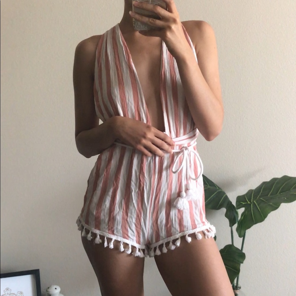 Striped Swim Cover-Up Romper
